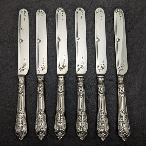 Around 1879 British Antique Sterling Silver Handle Cutlery Set in Wooden Box